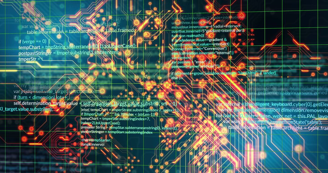 Futuristic Data Processing with Glowing Circuits
