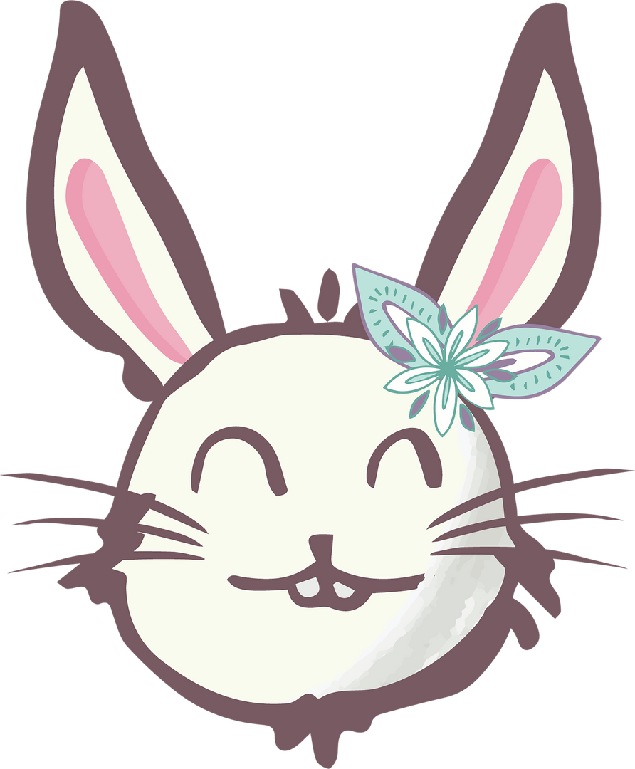 Cute Rabbit Face with Flower on Transparent Background - Download Free Stock Images Pikwizard.com