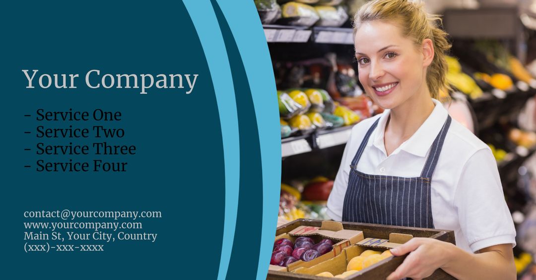 Produce market employee offering fresh fruits and vegetables