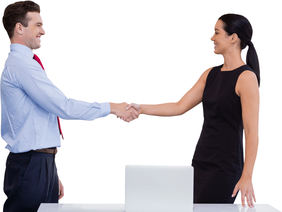 Transparent Business Professionals Shaking Hands Deal Agreement