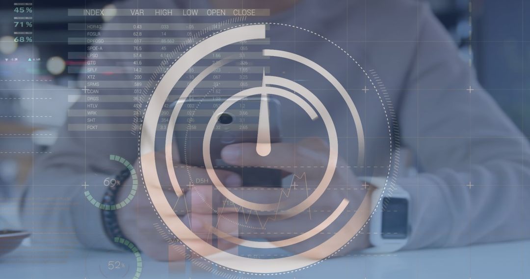 Smartphone with Digital Financial Data Visualizations Overlay
