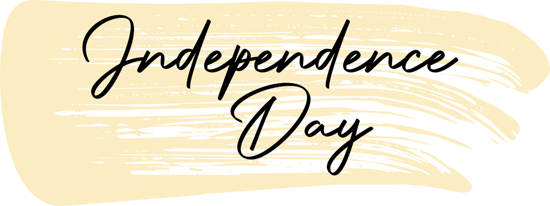 Independence Day Script Over Yellow Brush Stroke Transparent Design
