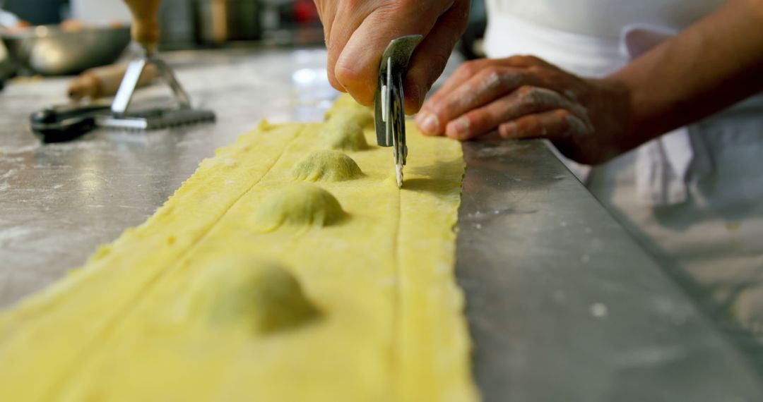 Close-up Preparing Fresh Homemade Ravioli in Kitchen - Free Images, Stock Photos and Pictures on Pikwizard.com