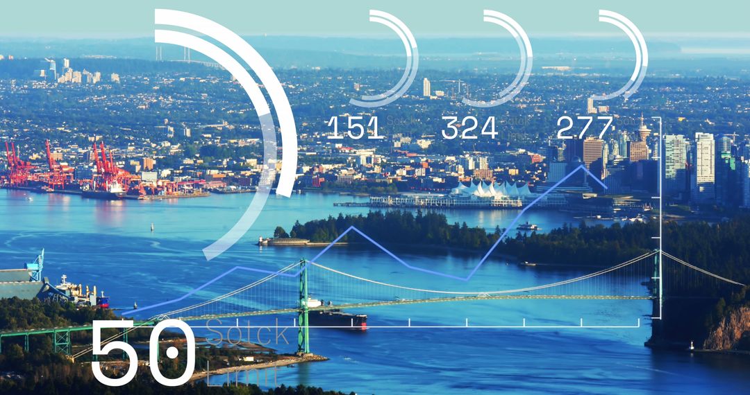 Digital Interface Concept Overlaying Modern Cityscape