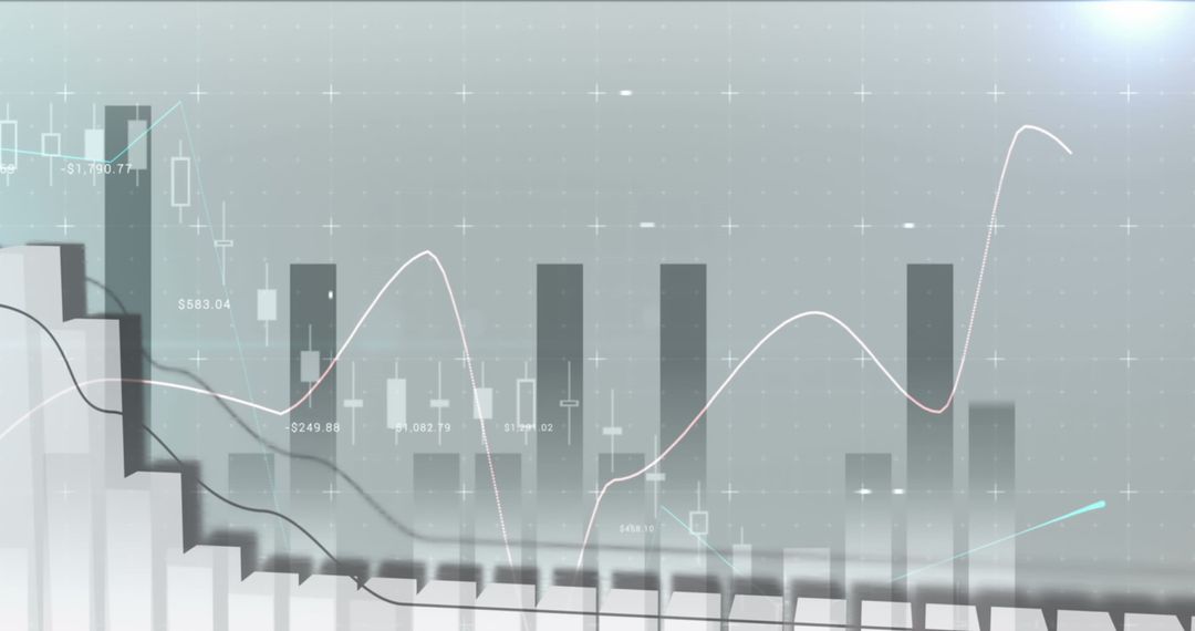 Financial Data Processing on Grey Digital Background