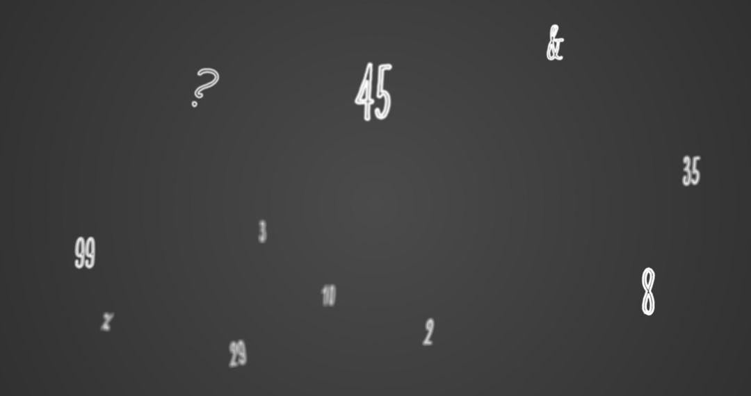 Floating Numbers and Symbols on Dark Background