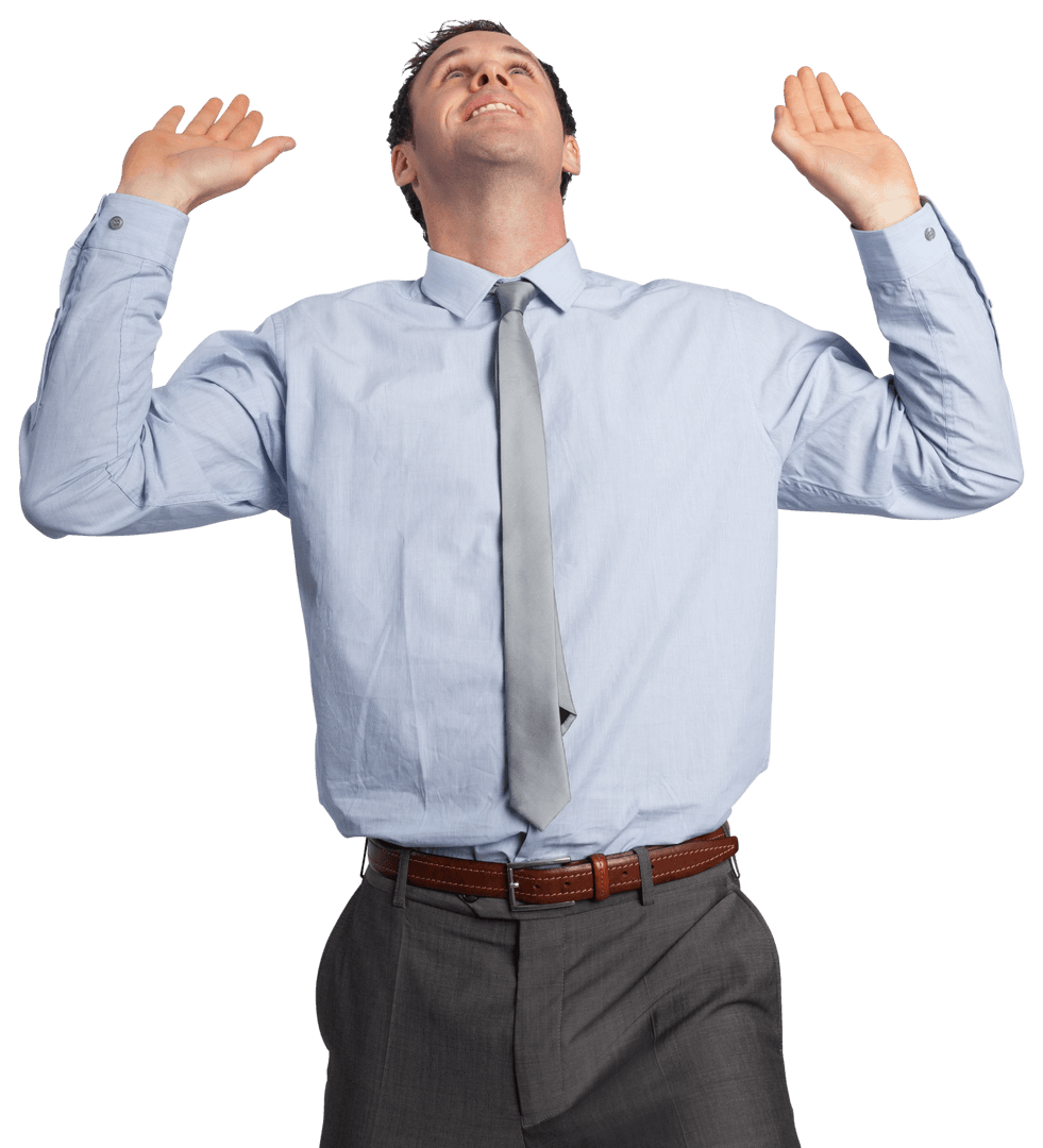 Cheerful Businessman Celebrating Success on Transparent Background