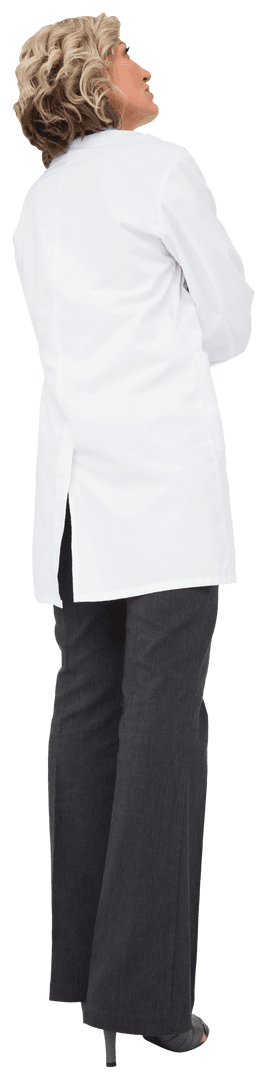 Thoughtful Female Doctor on Transparent Background Isolated