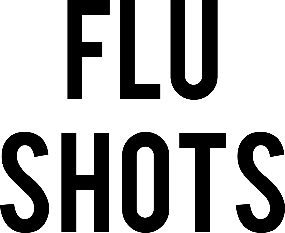 Flu Shots Text on Transparent Background for Health Promotions