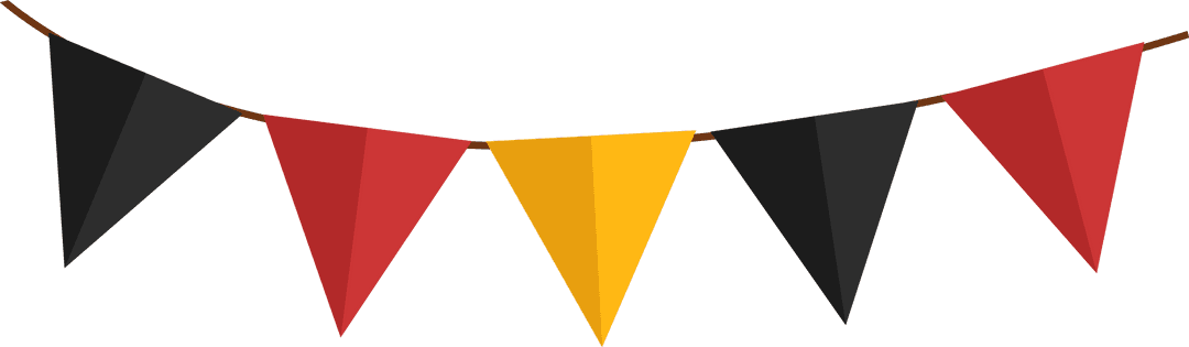 Transparent Banner with Black, Red, Yellow Pennants on White Background