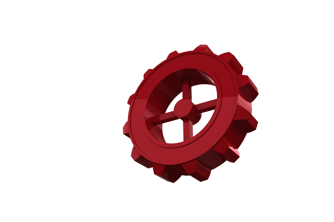 Red Transparent Floating Cogwheel for Industrial Design