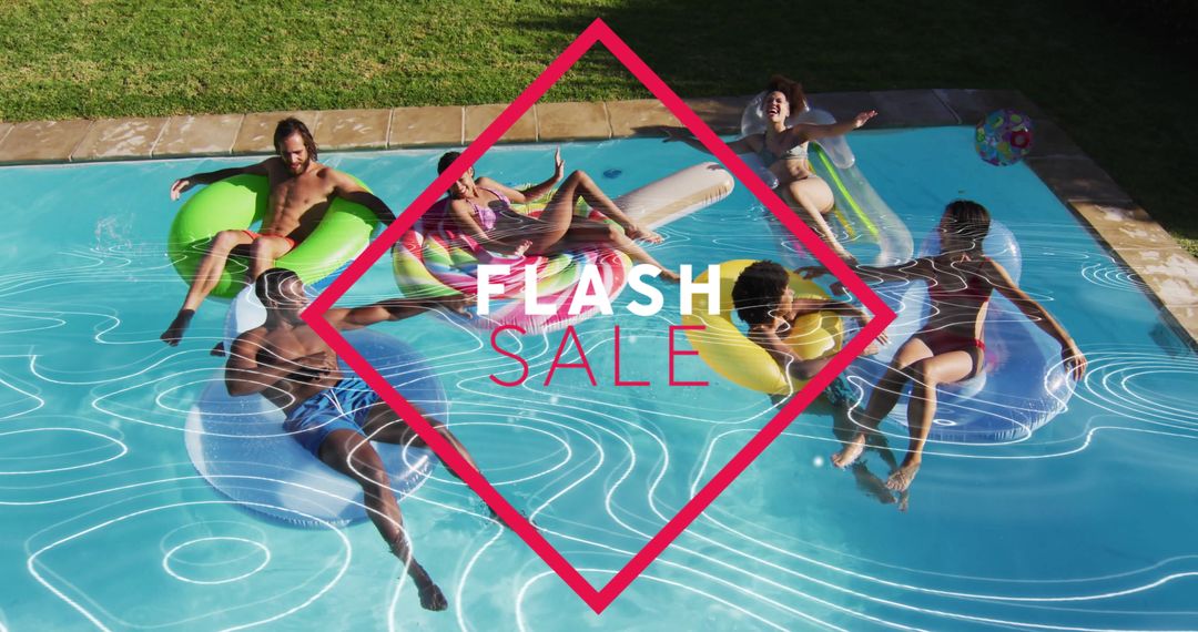 Joyful Summer Fun by Pool with Friends and FLASH SALE Graphic