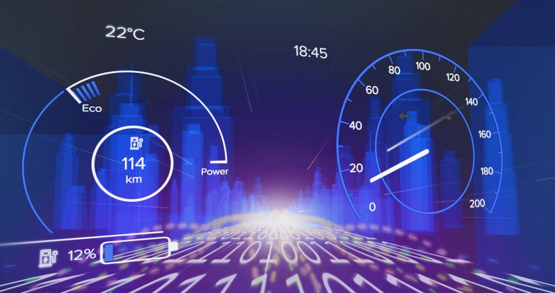 Futuristic Automotive HUD Display in Urban Simulation