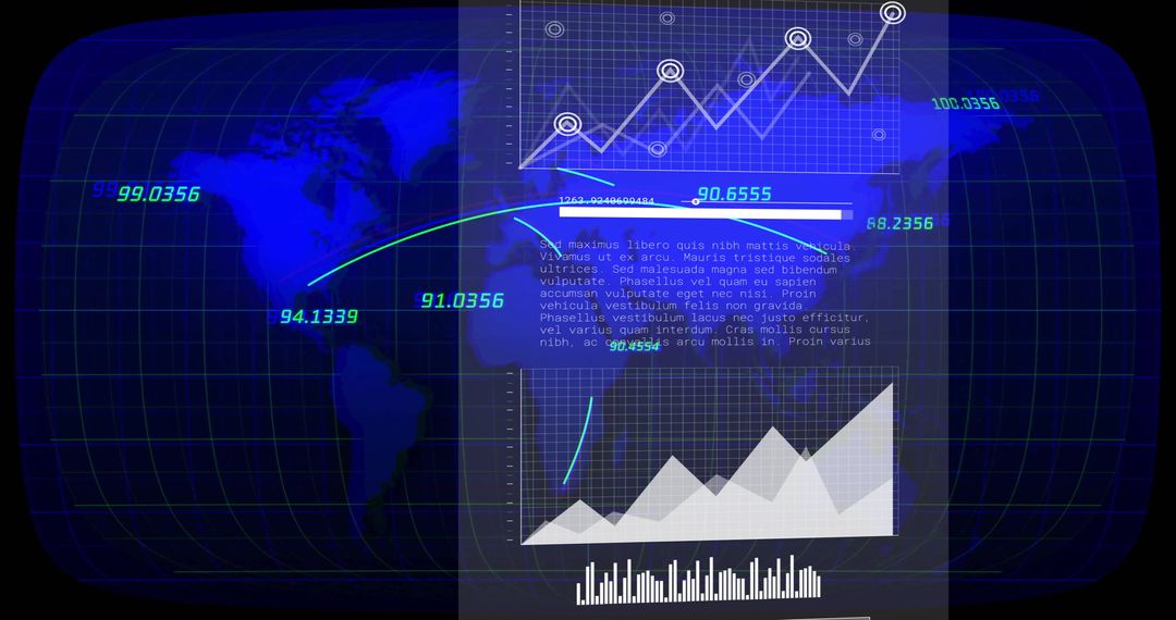 Global Financial Analytics with Dynamic Charts Over World Map Background