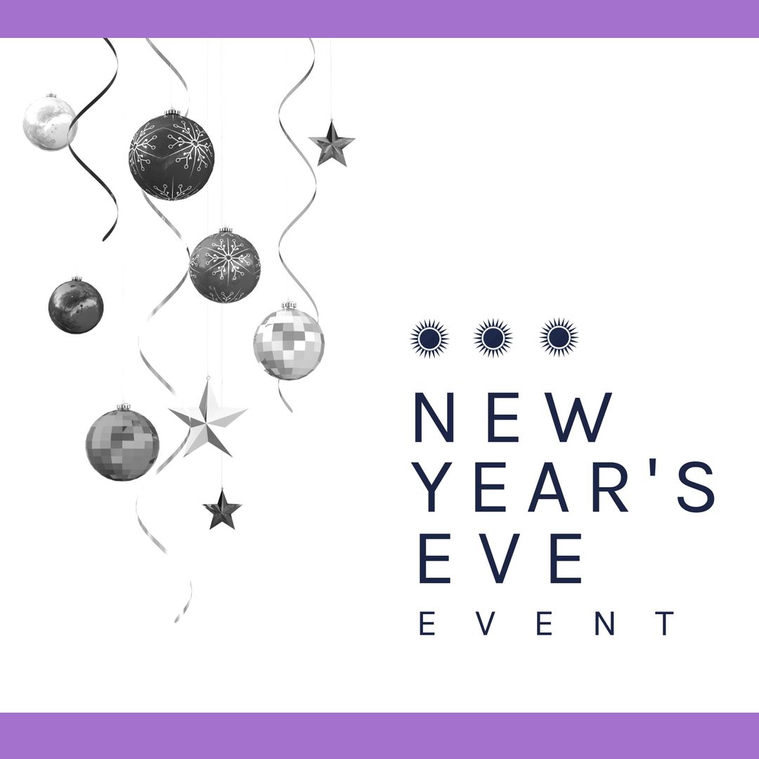 New Year's Eve Event Invitation with Festive Baubles