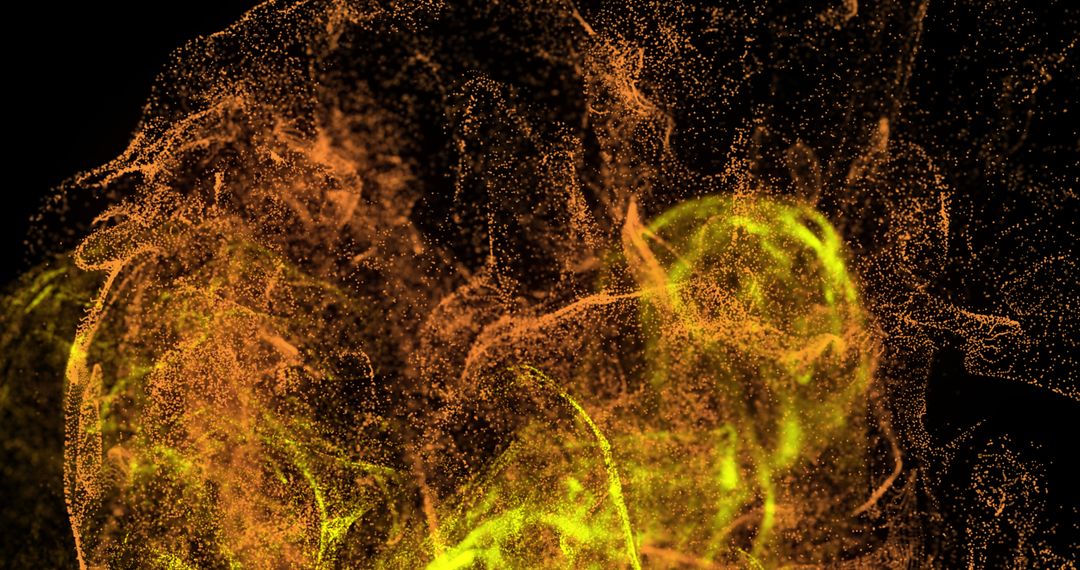 Dynamic Orange and Yellow Particle Motion on Black Background