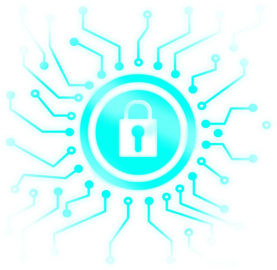 Transparent Security Lock Circuitry Symbolism