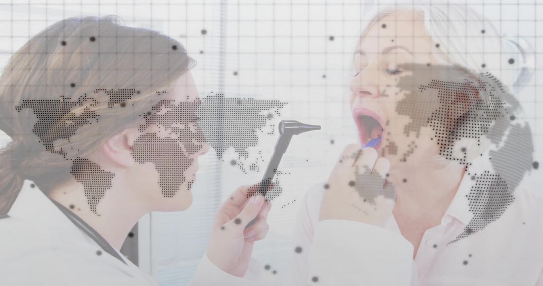 Healthcare Professional Examining Patient with Digital Overlay for Telemedicine