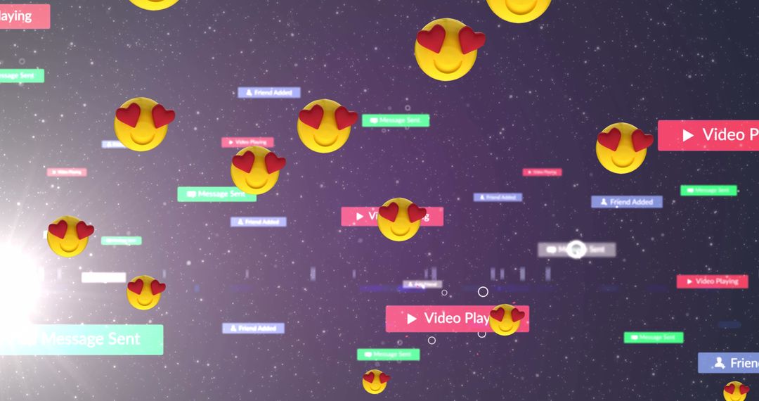 Smiling Heart-Eye Emojis and Social Media Interface Elements