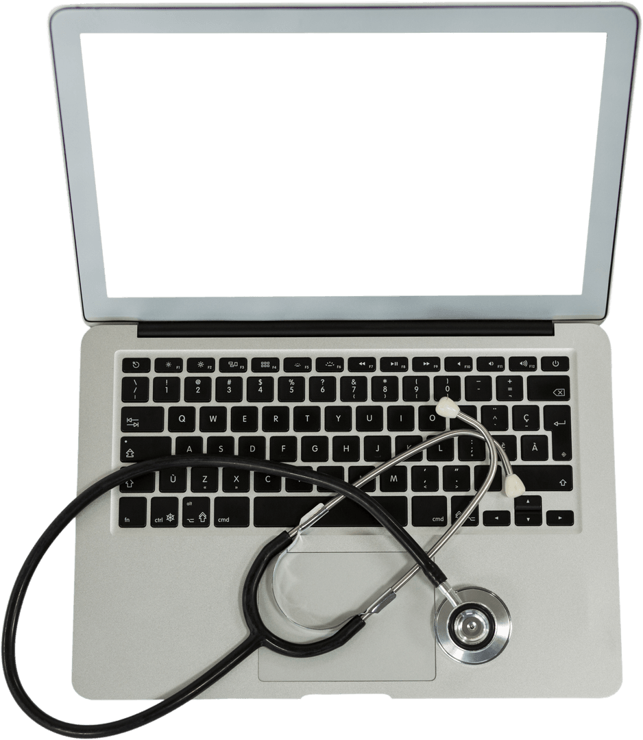 Stethoscope on Laptop with Transparent Screen for Medical Technology