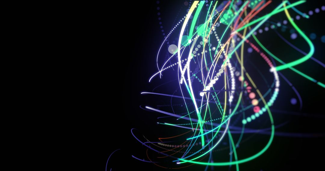 Dynamic Colorful Light Trails in Motion on Black Background
