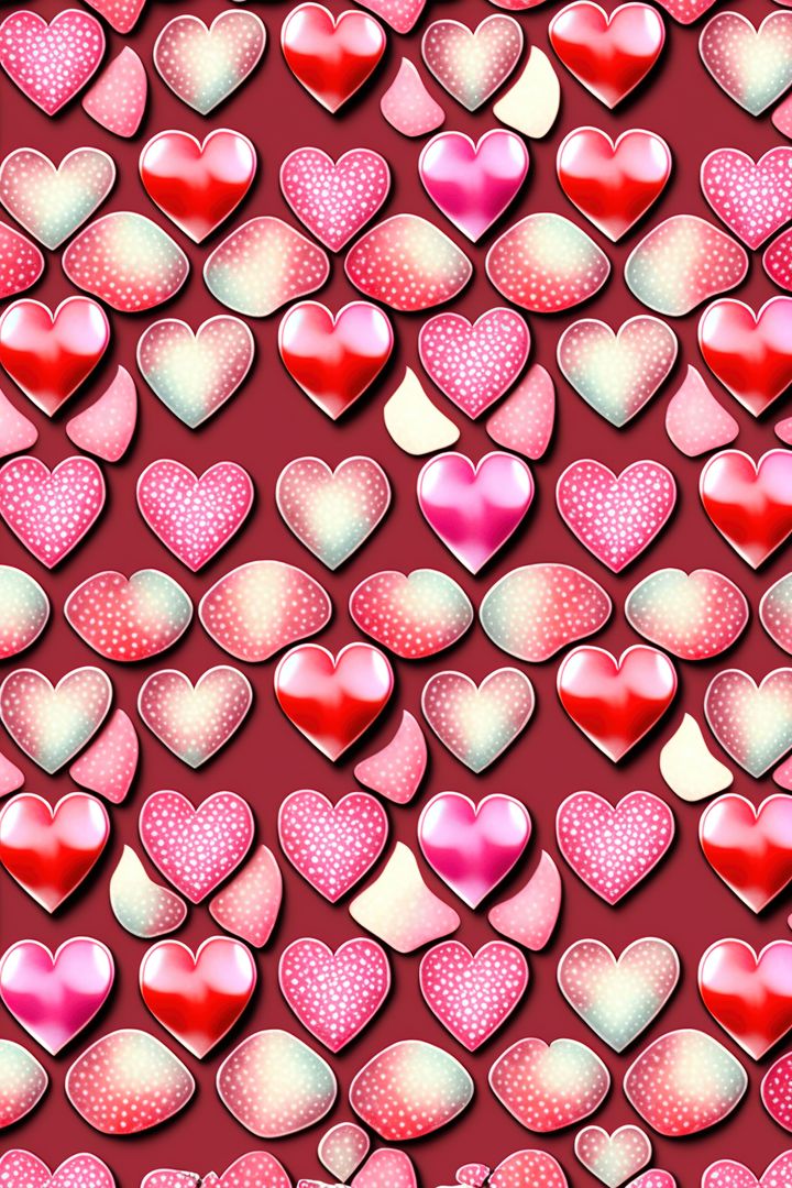 Seamless Pattern of Colorful Hearts on Red Background - Free Images, Stock Photos and Pictures on Pikwizard.com