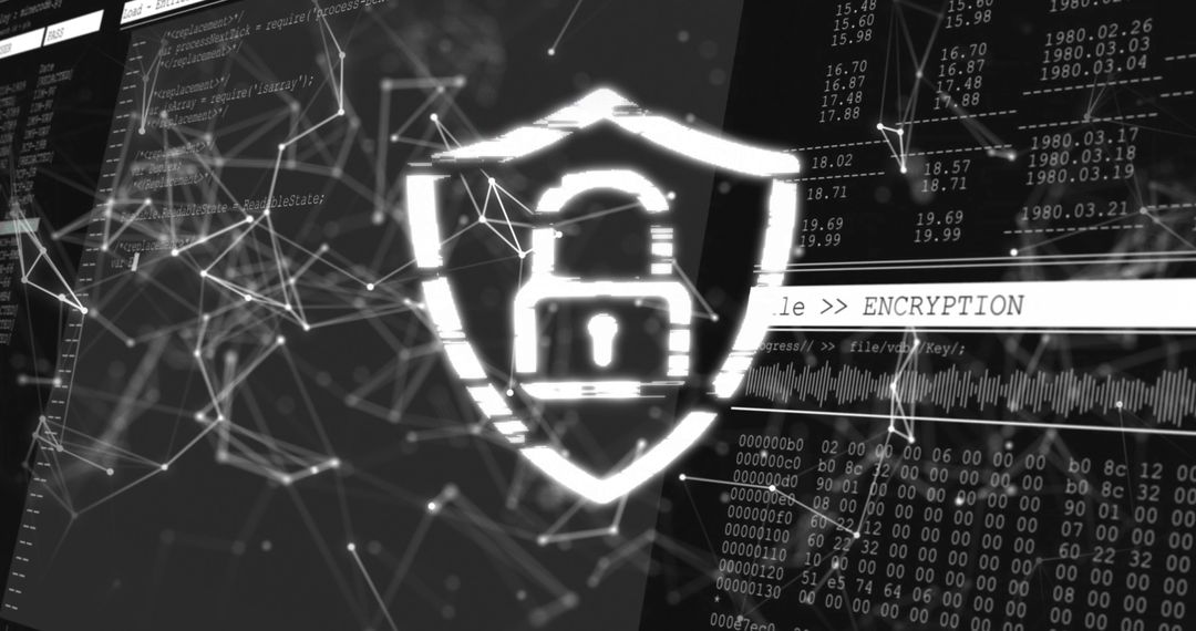 Cybersecurity Data Protection with Shield and Padlock Design