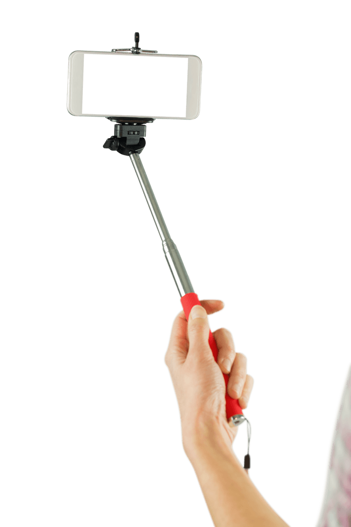 Transparent Selfie Concept with Smartphone on Stick