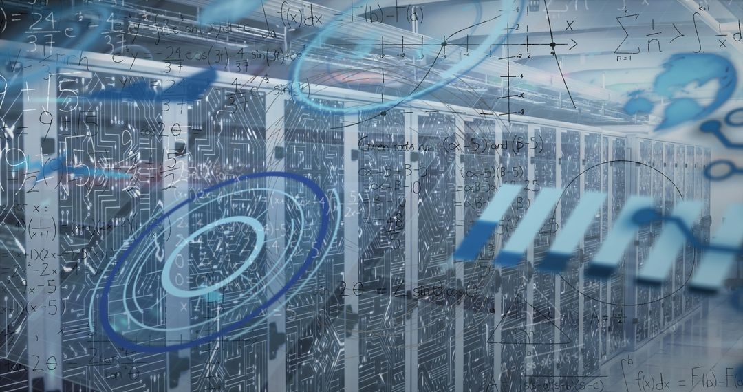 Data Processing Interface Overlay on Server Room for Digital Business