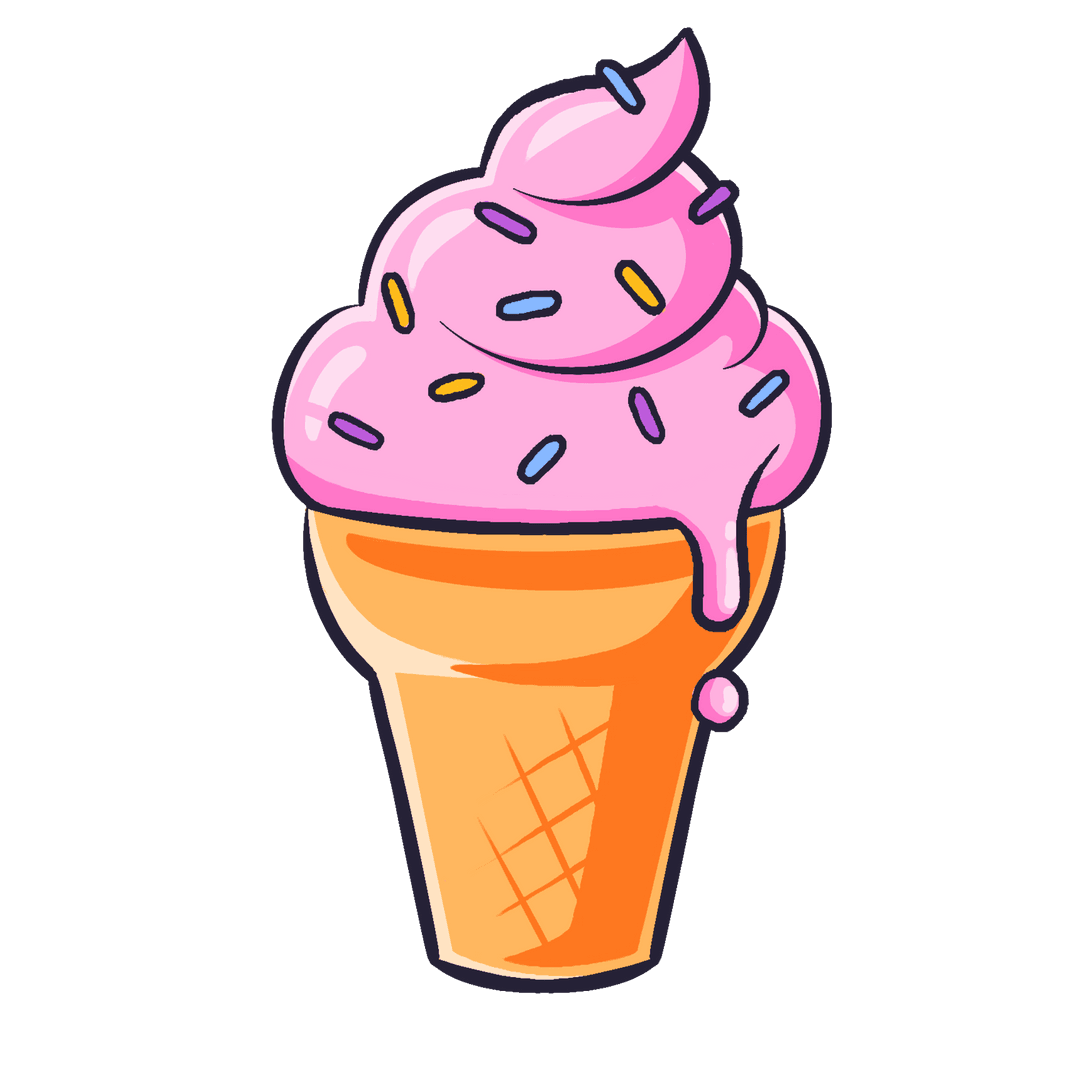 Pink Swirl Cone with Multicolored Sprinkles Transparent Background
