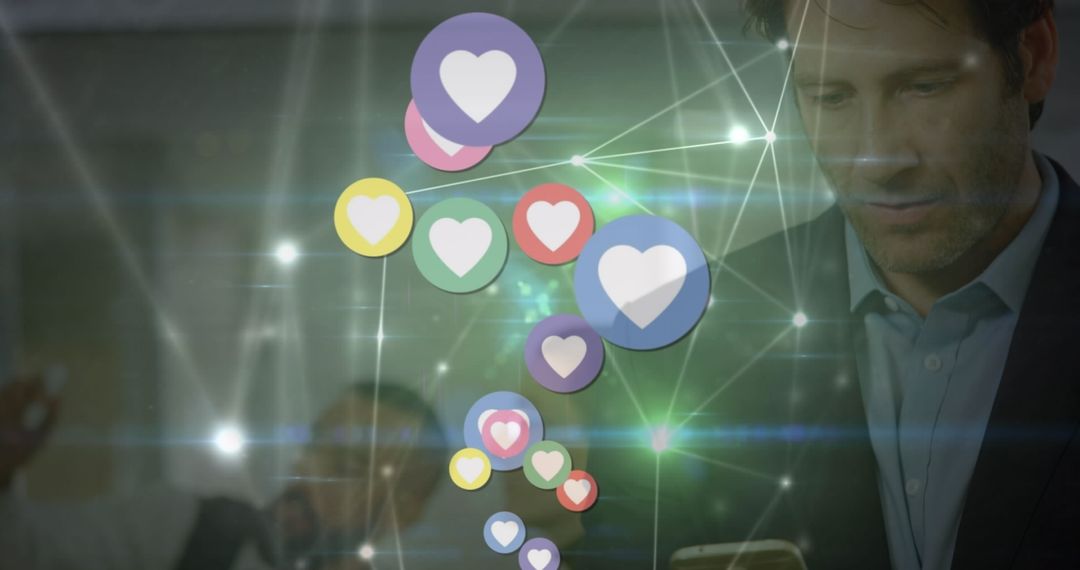Global Social Media Concept with Heart Icons and Connections