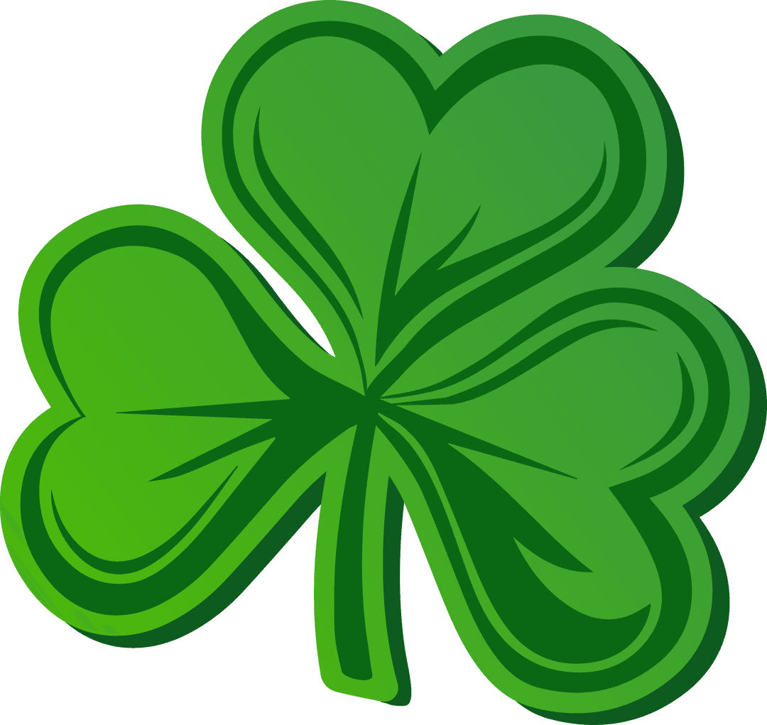 Four-Leaf Clover Illustration on Transparent Background for Luck and Decoration