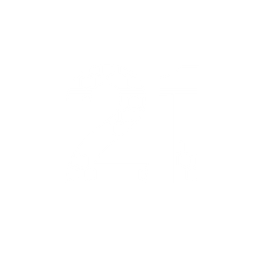 White Number 21 with Geometric Balloon Pattern on Transparent Background