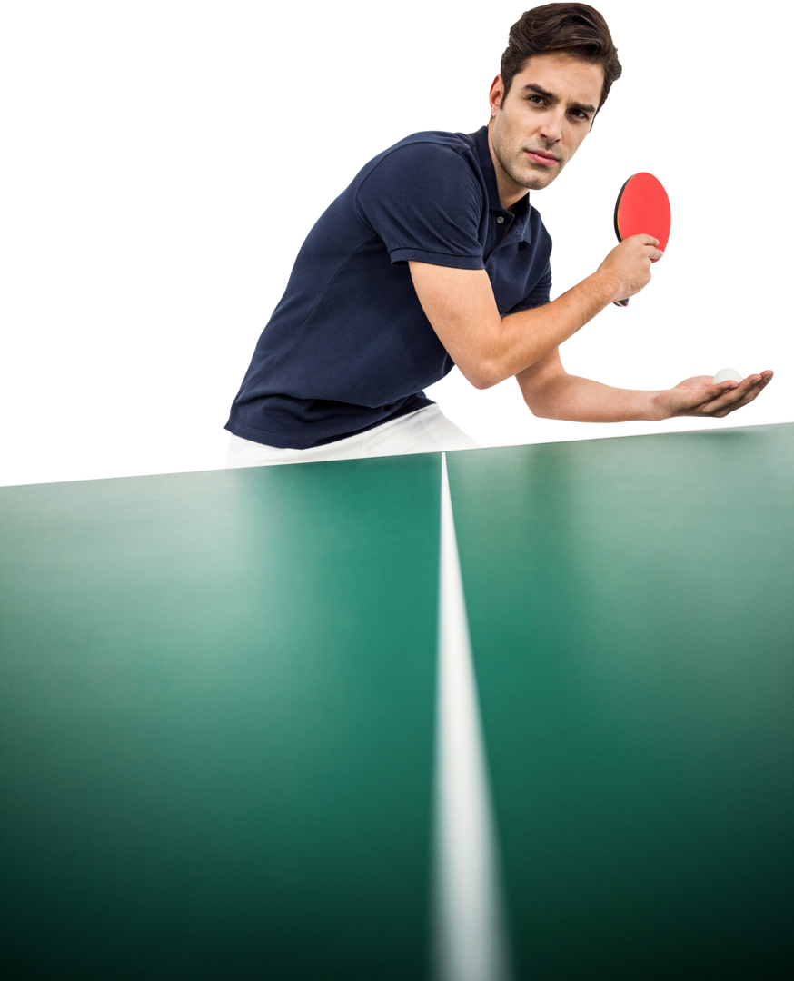 Confident Male Athlete Playing Table Tennis With Intensity in Hand Gesture Transparent - Download Free Stock Images Pikwizard.com