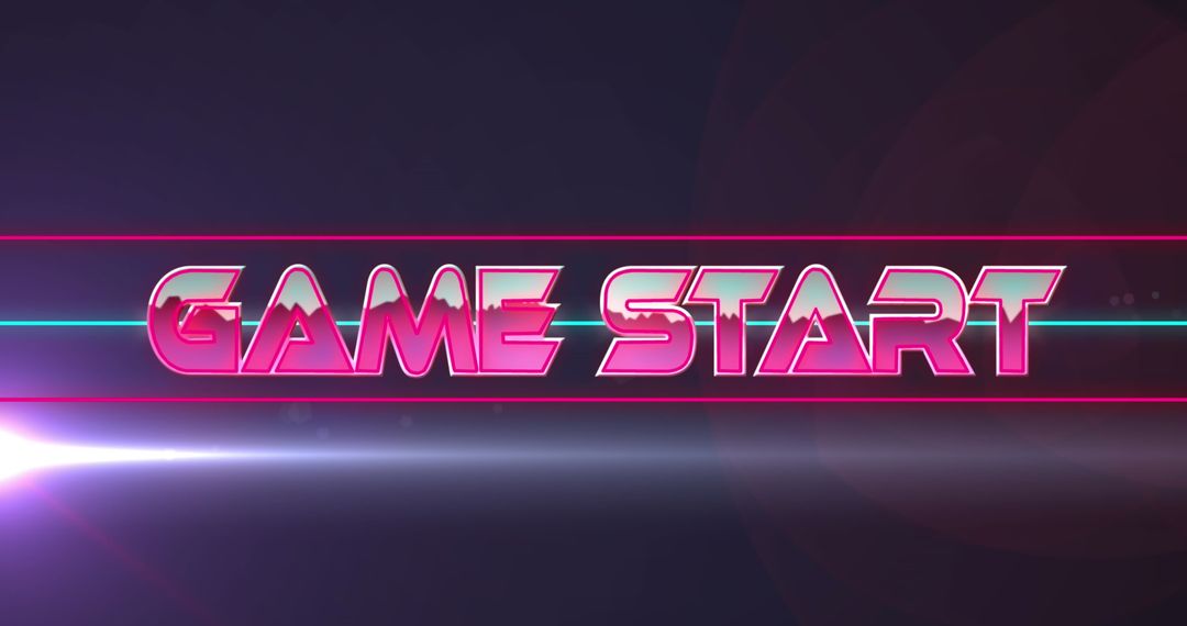Retro Neon Game Start Interface on Dark Background