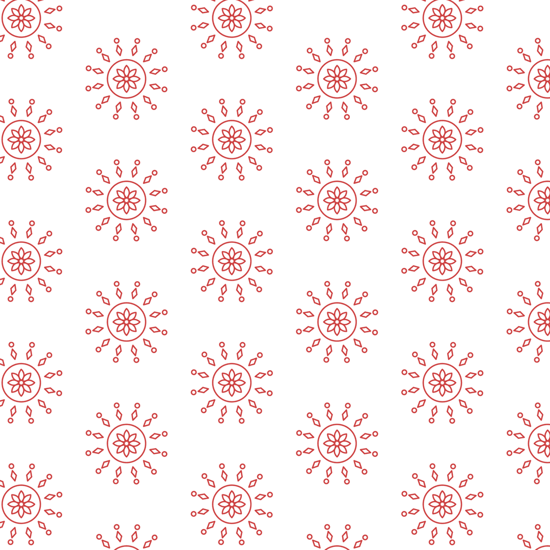 Red rosette design seamless vector pattern on transparent background