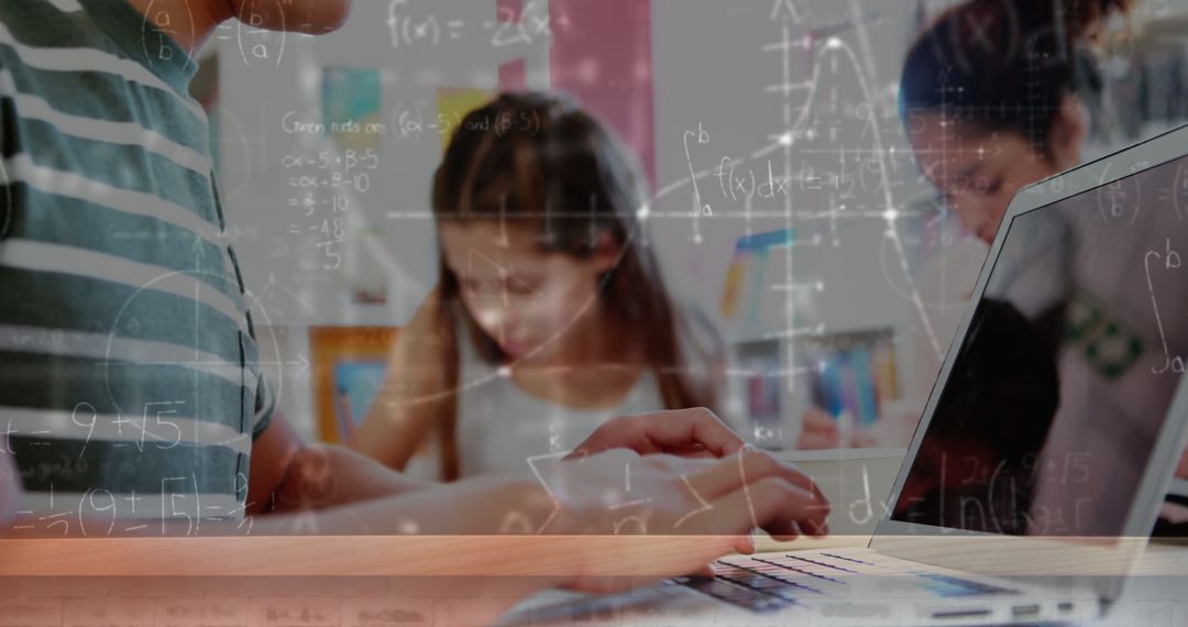 Students Using Technology in Math Class with Digital Formulas