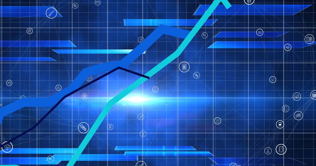 Abstract Blue Digital Chart with Global Connections