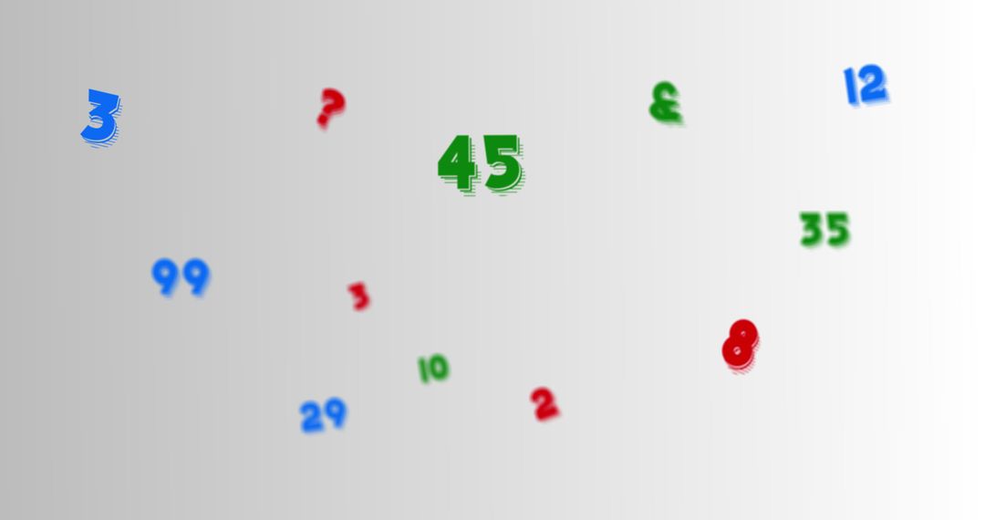 Floating Colorful Numbers on White Minimalist Background