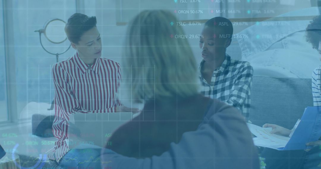 Collaborative Team Analyzing Data with Transparent Overlay