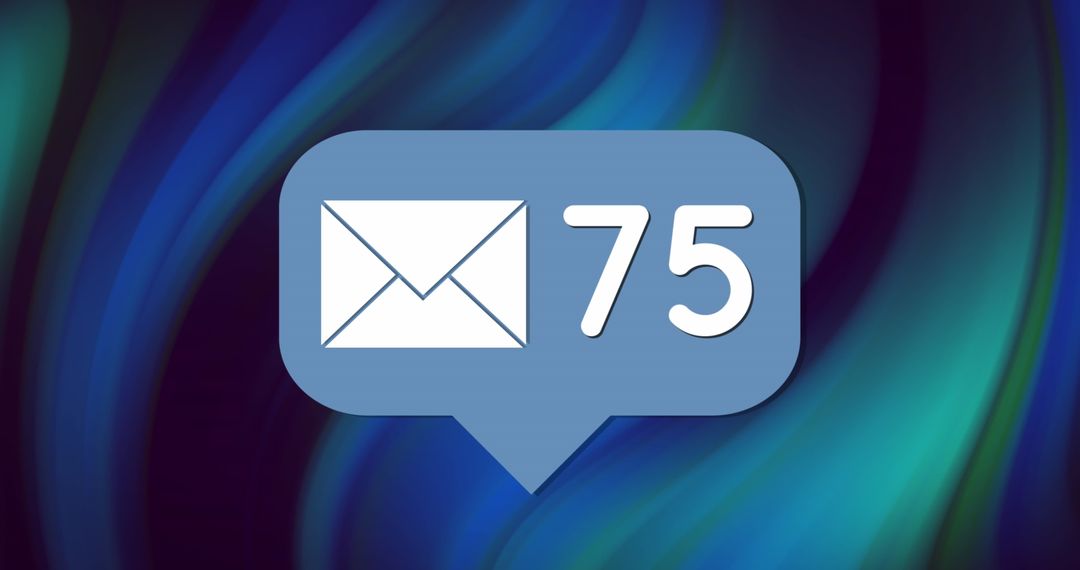 Email Notification Icon with High Message Count on Abstract Background