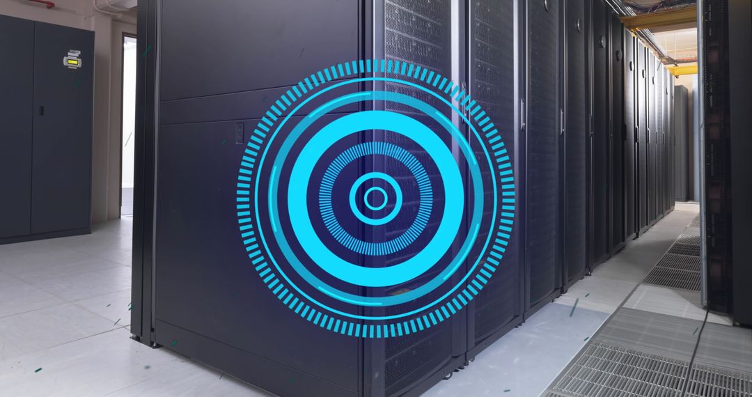 Futuristic Scanner Overlay in Data Server Room