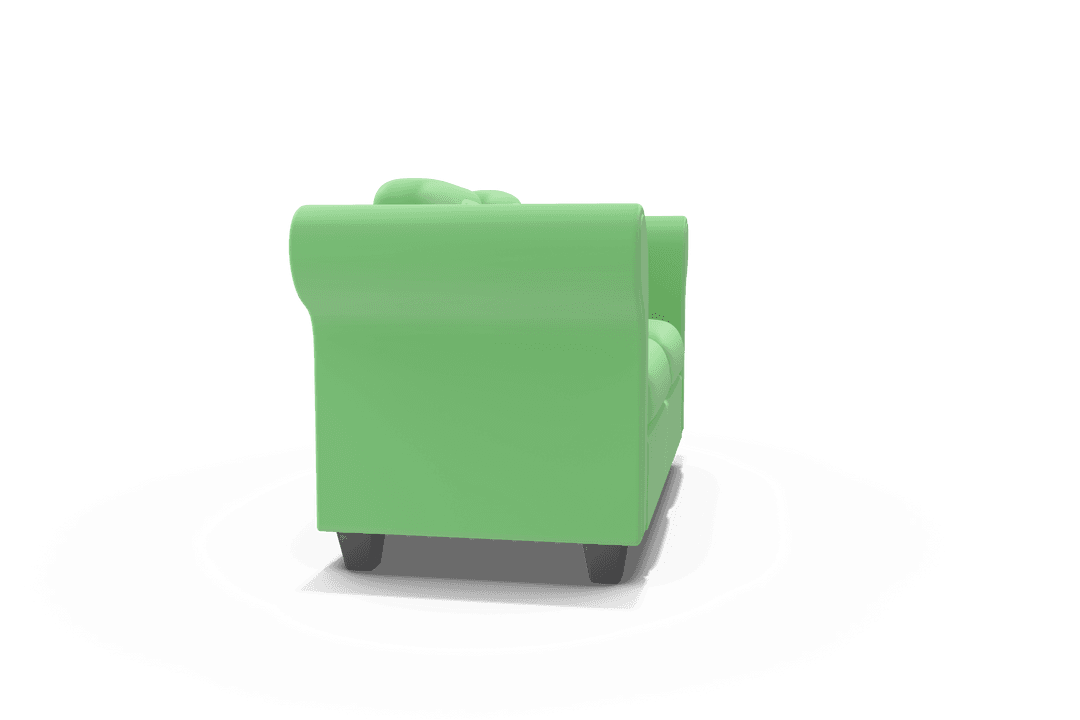 3D Illustration of a Chunky Green Armchair with Transparent Background