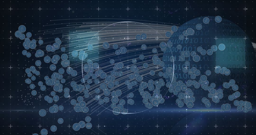 Futuristic Digital Connections with Globe and Binary Code
