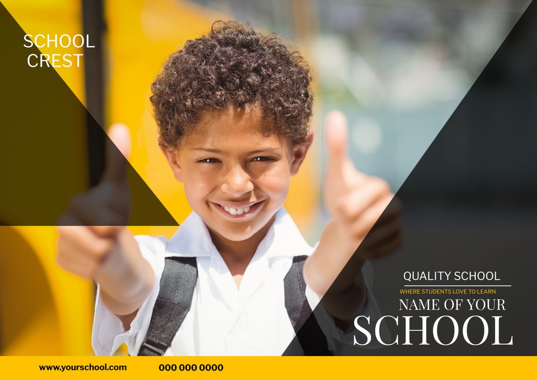 Enthusiastic Student Giving Thumbs Up in School Promotion