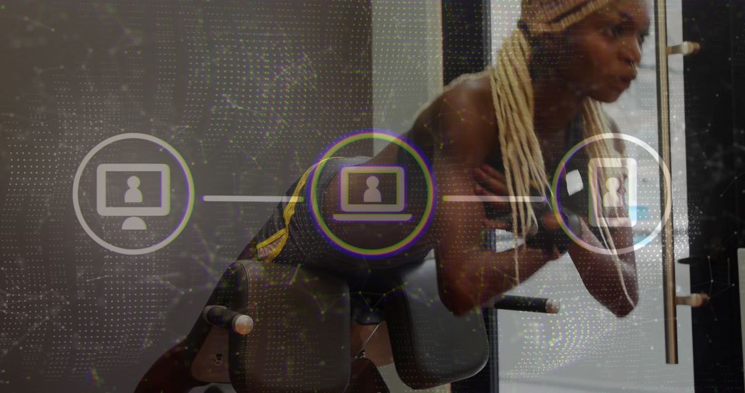 Athlete Performing Back Extension with Futuristic Digital Overlay