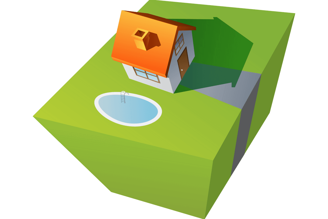 Transparent Vector House with Pool on Floating Terrain - Download Free Stock Images Pikwizard.com