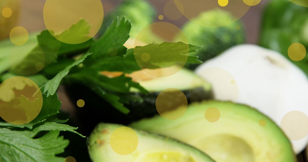 Fresh Avocados and Greens with Digital Overlay