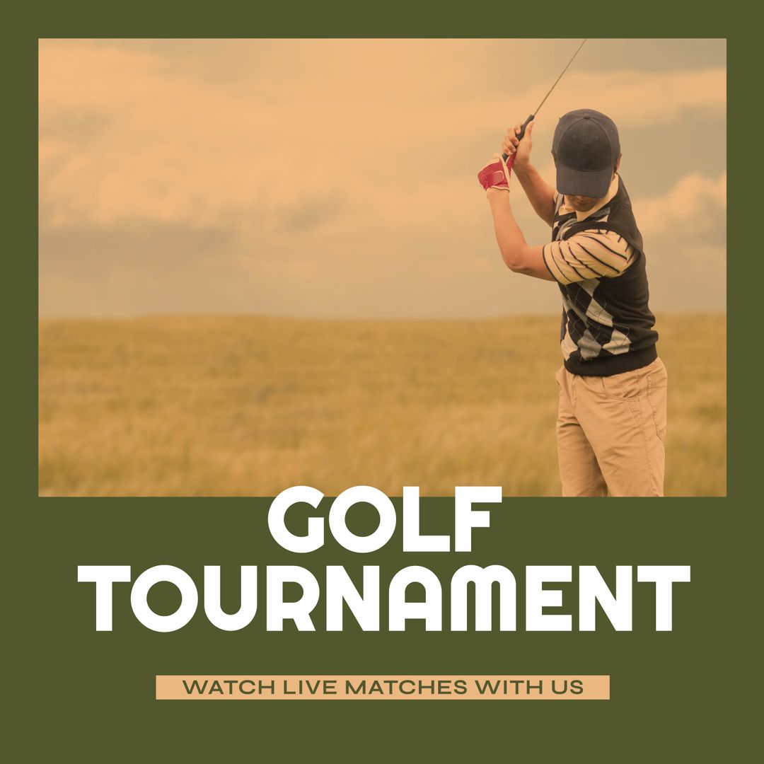 Golf Tournament Promotion with Male Golfer Swinging Golf Club - Download Free Stock Templates Pikwizard.com