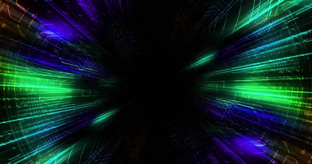 Futuristic Glowing Light Trails on Black Background